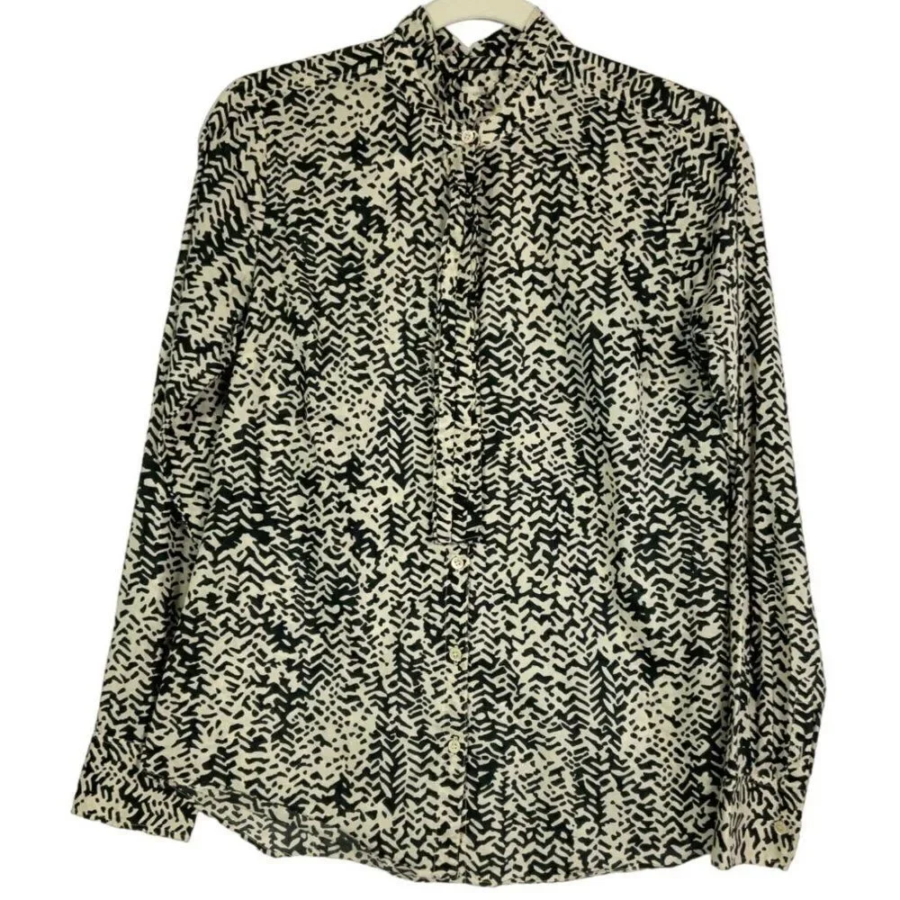 J. Crew Strada Fan Placket Perfect Shirt, Black/Cream, 100% Cotton, size 4 - Picture 5 of 13